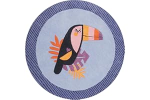 WECON HOME Esprit Home, Moderner Kinderteppich für Kinderzimmer, E-Toucan (100 cm rund, blau)