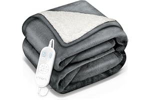 sinnlein® Heizdecke mit Abschaltautomatik 180 x 130 cm | Elektrische Wärmedecke mit 9 Temperaturstufen | Kuscheldecke Bett, Sofa | Decke elektrisch mit Timer Digitalanzeige