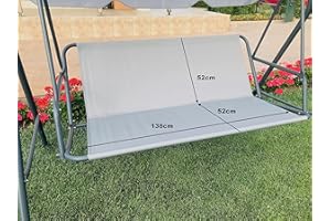 GRADINA PETELA Replacement Seat Cover for Outdoor Garden Swing Seat 138 x 52 x 52 cm Grey
