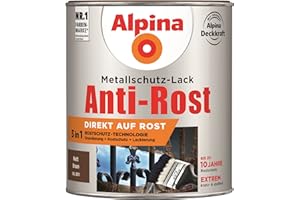 Alpina Metallschutzlack matt – Braun – Anti-Rost-Lack für einen Langzeit-Korrosionsschutz – Witterungs- und UV-beständig – 750ml