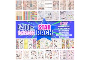 colortouch Naklejki 3D, zestaw naklejek 3D, planer, 5400+ szt. 104 arkuszy, opuchnięte naklejki 3D dla dzieci, naklejki dla dzieci - Bullet Journal, album z naklejkami, dla dorosłych, chłopców i