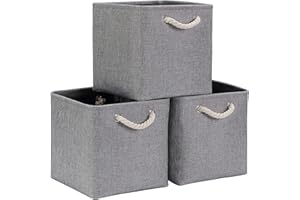 Mangata Cube de Rangement Tissu 33x33x33cm, Panier Cube de Rangement, Boite rangement (Gris, 3 Paquet)