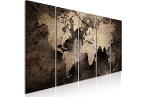 murando - Tableau décoratif Carte du monde 200x80 cm - Impression sur toile colorée - Décoration murale pour salon et chambre - Abstraction pierre continents cartes monde texture fond k-A-0468-b-m