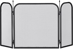 ‎RELAXDAYS Relaxdays Funkenschutzgitter Stahl, dreiteiliges Gitter gegen Funkenflug, Kamin Funkenschutz, HxB 52,5 x 97 cm, schwarz
