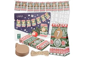 Christmas Advent Calendar 2023: Empty Advent Calendar to Fill Yourself – 24x Gift Bag, Sticker Paper, Gift Tags – Make Your Own Advent Calendar LIVAIA