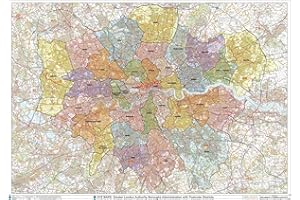 XYZ MAPS Greater London Authority Boroughs with Postcode Districts Wall Map - 47" x 33.25" Laminated