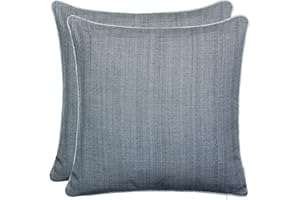 ‎BRANDSSELLER Brandsseller 2er Set Outdoor Kissen 45x45 cm – Wetterfeste Zierkissen mit Paspel in Leinenoptik – Wasserabweisende Gartenkissen & Dekokissen für draußen – Sofakissen für Balkon & Terrasse - Grau