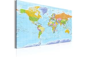 murando Akustikbild Weltkarte 120x80 cm Bilder Hochleistungsschallabsorber Schallschutz Leinwand Akustikdämmung 1 tlg Wandbild Raumakustik Schalldämmung k-A-0094-ah-a