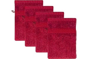 ‎CLASS HOME COLLECTION Class Home Collection Waschhandschuhe 16x21 cm | Frottee Waschlappen Set | 4er Waschhandschuh | 500 g/m² | 100% Baumwolle | Rot