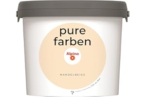 Alpina pure farben Wandfarbe – Mandelbeige – strapazierfähige und atmungsaktive Innenfarbe – ergiebig, gut deckend & reinigungsfähig – 2,5 Liter