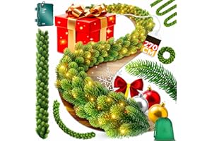 KESSER® Weihnachtsgirlande LED 2,7m lang | dicht + Timer – Naturgetreues Tannengrün - wie echt - IP 44 Outdoor & Indoor Girlande - Treppen, Tür, Balkon, Weihnachtsdeko beleuchtet + Tasche - Dunkelgrün