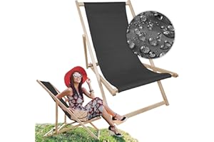 ‎ALLBAGS AllBags® liegestuhl Holz klappbar klappliegestuhl sonnenstuhl strandstuhl Balkon gartenliegestuhl (Graphit)