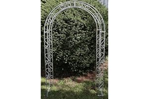 Hirsch Terracotta Rosenbogen Rund aus Metall stabil, Feuerverzinkt Breite 140 cm, Volleisen 10 mm B-H-T 140x245x40cm, Rankgitter verzinkt Zink