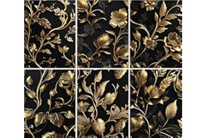 Black Embossed Rice Paper, 20 x 26,6cm (6pc) - 6 Designs for Scrapbooking Cards Crafts, Decoupage by CRAFT KREATIVELY