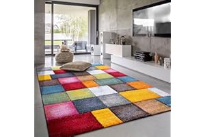 ‎PACO HOME Paco Home Teppich Wohnzimmer Kinderzimmer Kurzflor Moderne 3D Optik Kariert Geometrische Muster, Grösse:160x230 cm, Farbe:Bunt