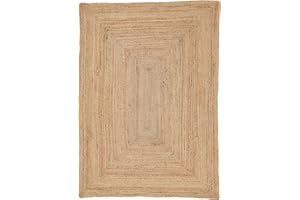 ‎CARPETFINE carpetfine Juteteppich Nele Beige handgewebt aus Jute 60x100 cm | Moderner Naturfaserteppich im Boho Style für Wohnzimmer, Küche und im Flur