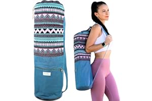 Thermikoa Borsa per tappetino da yoga, borsa per materassino o tappetino da yoga con tasca, Totte Bag per trasportare il tappetino da yoga, pilates o palestra, leggera, spaziosa e pratica, accessori