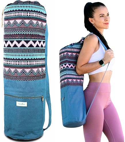 Sac à Tapis De Yoga Manuka Life – Coton Noir – Sangle Réglable – 70cm