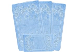 Emmahome ROMANY GYPSY WASHABLE 4PCS MAT/RUG SET, CARAVAN/MOBILE HOME TOURER SIZES, 67X120CM, Mabel (Blue)