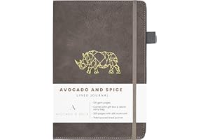 AVOCADO & SPICE A5 Hardback Notebook by Avocado and Spice® with Gift Box & Velvet Bag - A5 Notebook Journal for Men and Women - Lined Journal Notebook A5-200 Pages Daily Planner (Grey, Lined)