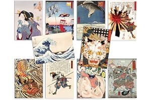 STRAND CLOTHING Juego de 10 postales japonesas Ukiyo-e Art - Juego de tarjetas postales de madera de regalo (juego de tarjetas 1)