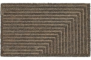 ASTRA Nowoczesna wycieraczka do drzwi wejściowych - mata kokosowa 45 x 75 cm w paski szara - antypoślizgowa mata zatrzymująca brud wytrzymała - wycieraczka do wewnątrz - wycieraczka na zewnątrz