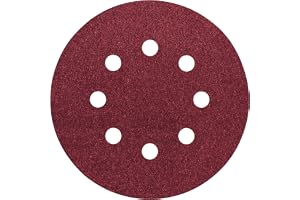 Professional Bosch 2608605643 slipskivor för trä, kardborrtyp, 8 hål, 125 mm, P120 korn, röd, 5-pack