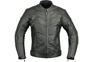 GEARX Estilo Batman Chaqueta Protectora de Moto de Cuero, M