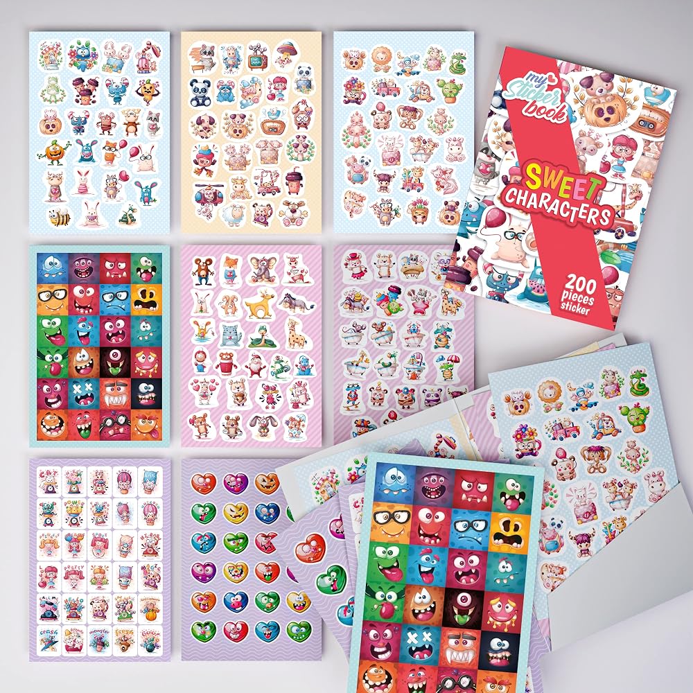 colortouch Sticker Set - Çocuklar, Kızlar ve Gençler için 200 Adet Çıkartma Seti - Scrapbook Sticker Book - Laptop, Günlük, Ajanda ve Planner için Bullet Journal Sticker Koleksiyonu