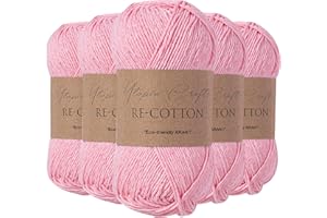 Utopia Crafts Re-Cotton Lot de 5 pelotes de fil à tricoter de 100 g - Rose clair