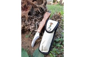 ALBAINOX Cuchillo de setas con cepillo cuchillo para recoger setas, porches, trufas con hoja de acero inoxidable con funda también para niños de 10 años