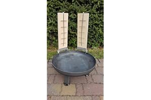 Czaja Feuerschale Ø 55 cm mit 2 er Set Flammlachsbrettern 2er Set Räucherbrett aus Buchenholz inkl. Edelstahlhalterungen