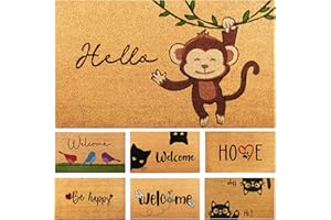 AMARU DOOR MATS Zerbino Scimmia Fibra di Cocco - 70x40cm - Zerbino Ingresso Casa con Superficie Antiscivolo in PVC e Fibra Cocco - Per Corridoi, Porte Esterne - Accessori per la Casa - Design Minimalista Originale
