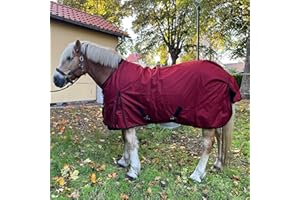 BRAMA WEST Brama-West - Manta para la lluvia, diseño de caballo Zara, Turnout 1200D, manta de pasto para exteriores, resistente al agua y al viento (rojo, 145)