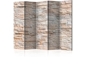 murando Biombo Piedras 225x172 cm de Impresion Bilateral en el Lienzo de TNT Decoracion Foto Biombo de Madera con Imagen Impresa Separador Grande Home Office Beige f-B-0018-z-c