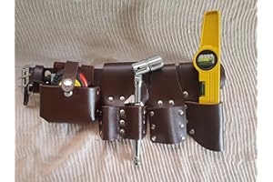 BBI LTD Scaffolding Leather BBI Tool Work Belt with Tool Set Spanner Ratchet Level TapePouch/Pockets/Frog (Belt 716 Spanner Level Tape)