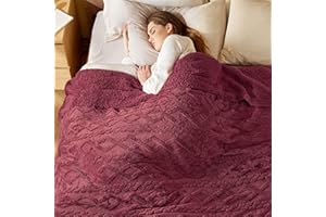 BEDSURE Koc do przytulania, czerwony, 220 x 240 cm, koc bożonarodzeniowy, koc do mieszkania, koc z dzianiny, duży, koc na sofę, bardzo miękki, puszysty koc XXL, do salonu, wełniany koc na kanapę, sofę