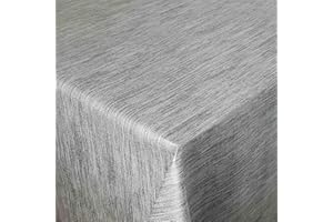 DHT-WACHSTUCH Wachstuch Wachstischdecke Gartentischdecke Tischdecke Robuste Leinen Prägung Hellgrau Breite & Länge wählbar 130 x 180 cm Leinenstruktur Leinenoptik abwaschbar