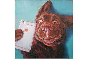 Empire Art Direct Modern Canvas Wall Art Print Wrapped Canvas Wall Art Picture Print Ready to Hang Living Room Bedroom Office Dog Selfie 18x2x18 Brown Green