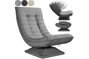 CASARIA® Sillón Relax Respaldo Ajustable 5 Posiciones Ergonómico Giratorio 360° Manual Carga 150kg Silla de Suelo Plegable Tapizado Gris 60x105x87cm