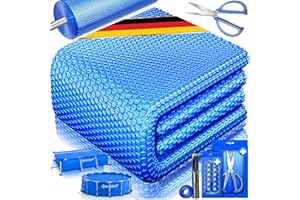 KESSER® Pool Solarfolie 400 µm | Solarplane Rechteckig 600x400cm Poolabdeckung | Solarabdeckplane flexibel zuschneidbar | Poolplane für Wassererwärmung | Solarabdeckung mit Schere, Lochzange & 12 Ösen