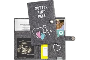 KNECKES – Edle Mutter-Kind-Pass-Hülle Filzdesign (grau) für Österreich | mit vielen Fächern für Ultraschallbild, Versichertenkarte, Impfpass etc. | tolles Geschenk