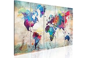 murando Quadro Acustico Mappamondo 5 pezzi schiuma acustica Quadri Moderni su Tela non Tessuta Stampa Protezione dai Rumori Fonoassorbente