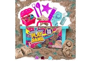 GirlZone Zestaw Piaskowy - Zestaw Syrenki Mermaid Treasures Play Sand for Kids, 3 Funty Magicznego Piasku dla Dzieci z Matą do Zabawy, Akcesoriami i Futerałem do Przechowywania - Sensoryczna Aktywność w Piasku