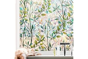 NINETREX Lámina para Ventanas con Efecto Arco Iris UV, Película de privacidad para el hogar, Vinilo Translúcido,Vinilo Adhesivo Cristal,Home Studio, Dormitorio, Cocina, Uso Decorativo-30x200cm,Verde