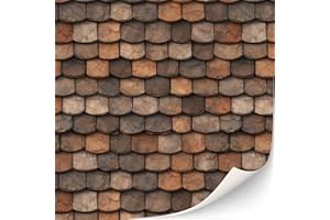 TEXTURKONTOR 3 Sheets Self-Adhesive Roof Tiles and Shingles for Dollhouses Scale 1:12 (Roof Shingles Brown)