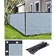 FREDDO-Privacy Screen Fence Heavy Duty Shade Net with Polyester Band, Brass Eyelets & Tie Cords (Grey Color, 5 ft 8 in X 50 ft)