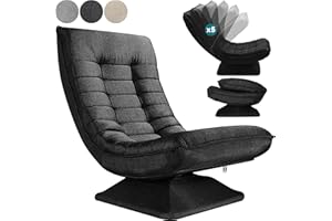 Casaria® Fauteuil Tout Confort pivotant à 360° Noir capacité de Charge de 150kg siège de Gaming 58x57x84/87cm Relaxation