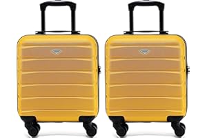 Flight Knight Suitcase Set of 2 Lightweight 4 Wheel ABS Hard Case Carry On Hand Luggage Approved for Over 100 Airlines Including British Airways, Ryanair & easyJet Approved Free Carry On 45x36x20cm
