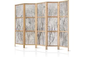 murando - Biombo XXL XXL Parajo Bosque Hojas Botanical 225x171 cm 5 Paneles Lienzo de Tejido no Tejido Tela sintética Separador Madera Design de Moda Home Office Japón c-C-0462-z-c
